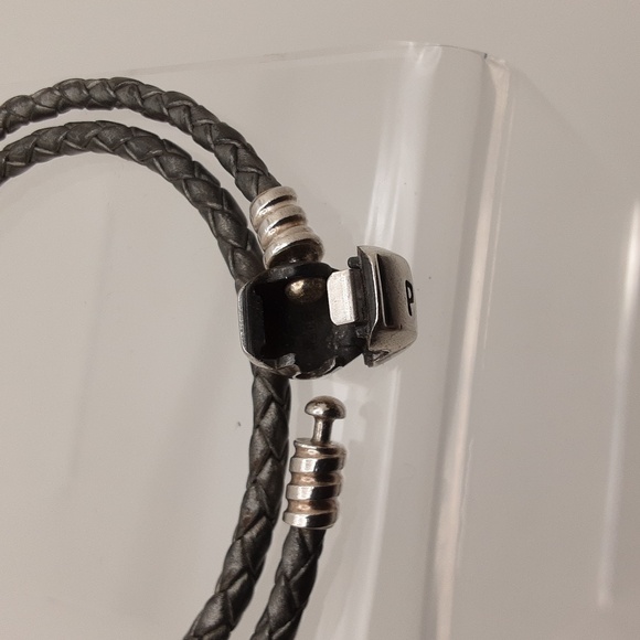 FLASH SALE Pandora Double Wrap Gray Leather Bracelet - Excellent Used Condition - Picture 6 of 8